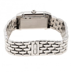 Jaeger LeCoultre White/Mother of Pearl Stainless Steel Diamonds Reverso Classic Duetto Women's Wristwatch 20 mm