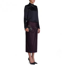 Jason Wu Aubergine Draped Tie-Bar Midi-Skirt M