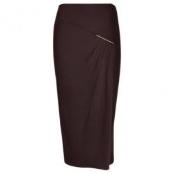 Jason Wu Aubergine Draped Tie-Bar Midi-Skirt S