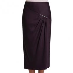 Jason Wu Aubergine Draped Tie-Bar Midi-Skirt S