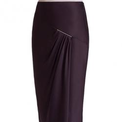 Jason Wu Aubergine Draped Tie-Bar Midi-Skirt S
