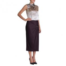 Jason Wu Aubergine Draped Tie-Bar Midi-Skirt S