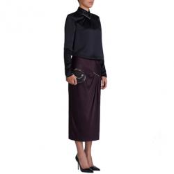 Jason Wu Aubergine Draped Tie-Bar Midi-Skirt S