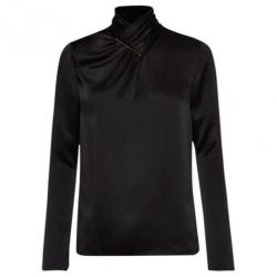 Pre Owned Jason Wu Black Hammered Silk Blouse M