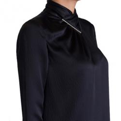 مملوكة مسبقًا Jason Wu Black Hammered Silk Blouse M