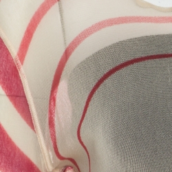 Jean Paul Gaultier Soleil Red and Cream Printed Nylon Mesh Long Sleeve Top L
