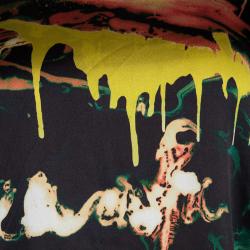 Pre Owned Jean Paul Gaultier Maille Femme Multicolor Printed Contrast Sleeve Dress L