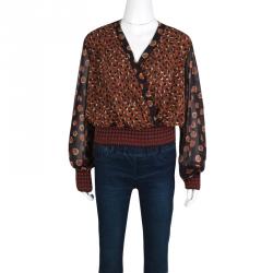 Pre Owned Jean Paul Gaultier Multicolor Dotted Knit Trim Long Sleeve top XL