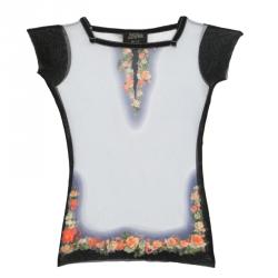 Jean Paul Gaultier Multicolor Floral Print Mesh Top XL