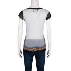 Jean Paul Gaultier Multicolor Floral Print Mesh Top XL