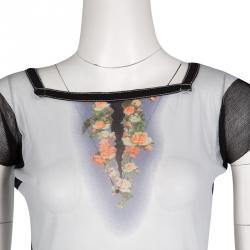 Jean Paul Gaultier Multicolor Floral Print Mesh Top XL