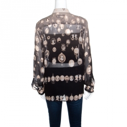 Jean Paul Gaultier Victorian Printed Sheer Silk Studded Shirt M