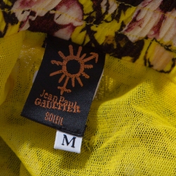 Pre Owned Jean Paul Gaultier Yellow Floral Printed Gauze Tiered Long Skirt M