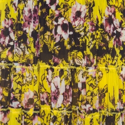 Pre Owned Jean Paul Gaultier Yellow Floral Printed Gauze Tiered Long Skirt M