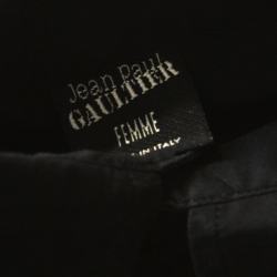 Pre Owned Jean Paul Gaultier Black Cotton Open-Back Tie-Detail Shirt M