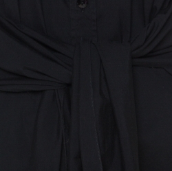 Pre Owned Jean Paul Gaultier Black Cotton Open-Back Tie-Detail Shirt M