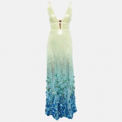 Jenny Packham Citrus Kingfisher Yellow Sequin Sleeveless Gown S