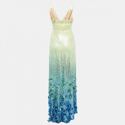 Jenny Packham Citrus Kingfisher Yellow Sequin Sleeveless Gown S