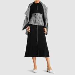 Jil Sander Grey Checkered Button Detail Wool-Blend Waist Belt DE 40