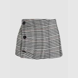 Jil Sander Grey Checkered Button Detail Wool-Blend Waist Belt DE 40