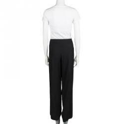 Jil Sander Black Wool Pleated Wide Leg Trousers M