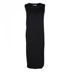 Jil Sander Black Knit Draped Front Sleeveless Dress L