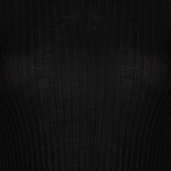 Pre Owned Jil Sander Black Cashmere Ribbed Knit Hooded Sweater S