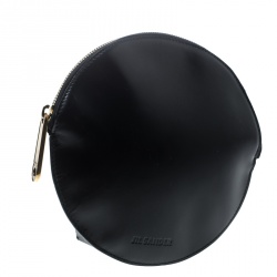 Jil Sander Black Leather Round Clutch