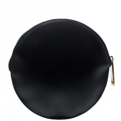 Jil Sander Black Leather Round Clutch