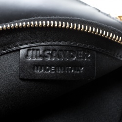 Jil Sander Black Leather Round Clutch