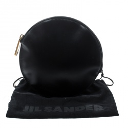 Jil Sander Black Leather Round Clutch