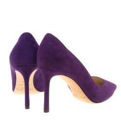 مملوكة مسبقًا حذاء كعب عالي جيمي تشو مقدمة مدببة رومي سويدي بنفسجي مقاس 35.5