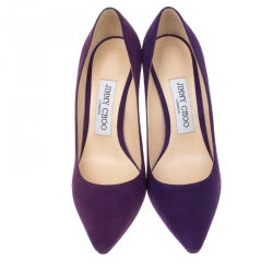 مملوكة مسبقًا حذاء كعب عالي جيمي تشو مقدمة مدببة رومي سويدي بنفسجي مقاس 35.5