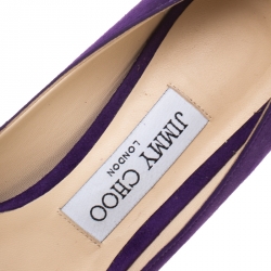 مملوكة مسبقًا حذاء كعب عالي جيمي تشو مقدمة مدببة رومي سويدي بنفسجي مقاس 35.5