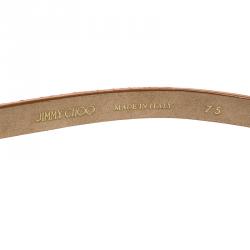 Pre Owned Jimmy Choo Orange Suede Crystal Embellished Blossom Skinny Belt 75cm