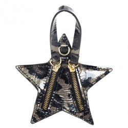 Jimmy Choo Leopard Print Patent Star Pouch