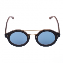 مملوكة مسبقًا Jimmy Choo Light Brown/Blue Smoke Montie Round Sunglasses