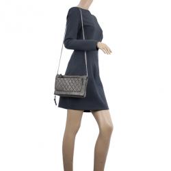 Pre Owned Jimmy Choo Gray Bex Quilted Shoulder Bag