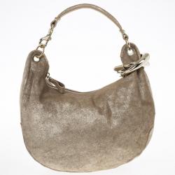 مملوكة مسبقًا Jimmy Choo Silver Metallic Leather Sky Bangle Hobo