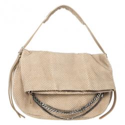 مملوكة مسبقًا Jimmy Choo Beige Slate Python Shoulder Bag