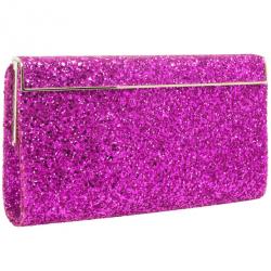 Pre Owned Jimmy Choo Dark Pink Cayla Coarse Glitter Clutch