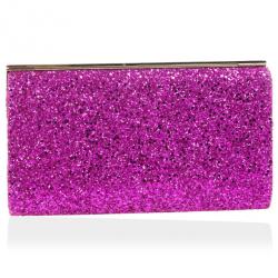 Pre Owned Jimmy Choo Dark Pink Cayla Coarse Glitter Clutch