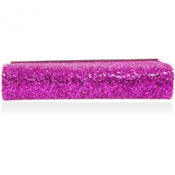 Pre Owned Jimmy Choo Dark Pink Cayla Coarse Glitter Clutch