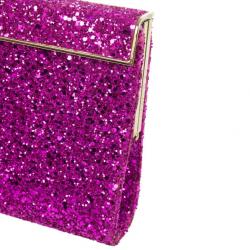 Pre Owned Jimmy Choo Dark Pink Cayla Coarse Glitter Clutch