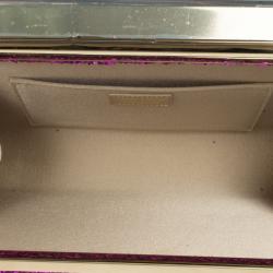 Pre Owned Jimmy Choo Dark Pink Cayla Coarse Glitter Clutch