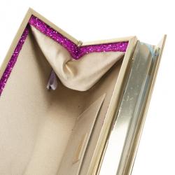 Pre Owned Jimmy Choo Dark Pink Cayla Coarse Glitter Clutch