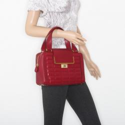 Pre Owned Jimmy Choo Red Calfskin Catherine Box Satchel 