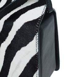 Pre Owned Jimmy Choo Black/White Zebra Print Calf Hair and Leather Amie Satchel