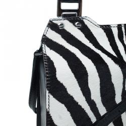 Pre Owned Jimmy Choo Black/White Zebra Print Calf Hair and Leather Amie Satchel