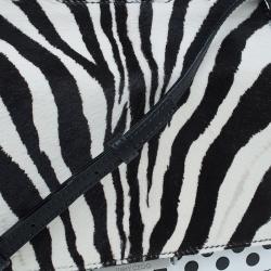 Pre Owned Jimmy Choo Black/White Zebra Print Calf Hair and Leather Amie Satchel